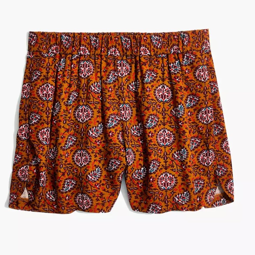 Madewell Burnt Orange Pull-on Elastic Paisley Drapey Shorts